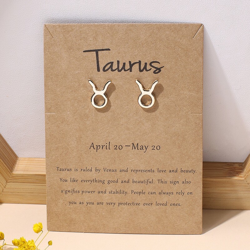 

Taurus Stud Earrings, Gold