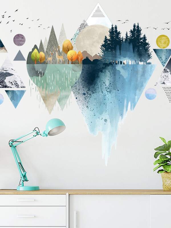 Scenery Pattern Wall Sticker SHEIN UK