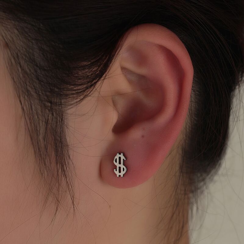 

Dollar Stud Earrings, Silver