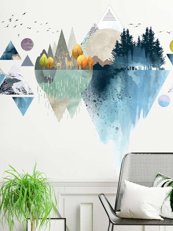 Scenery Pattern Wall Sticker SHEIN UK
