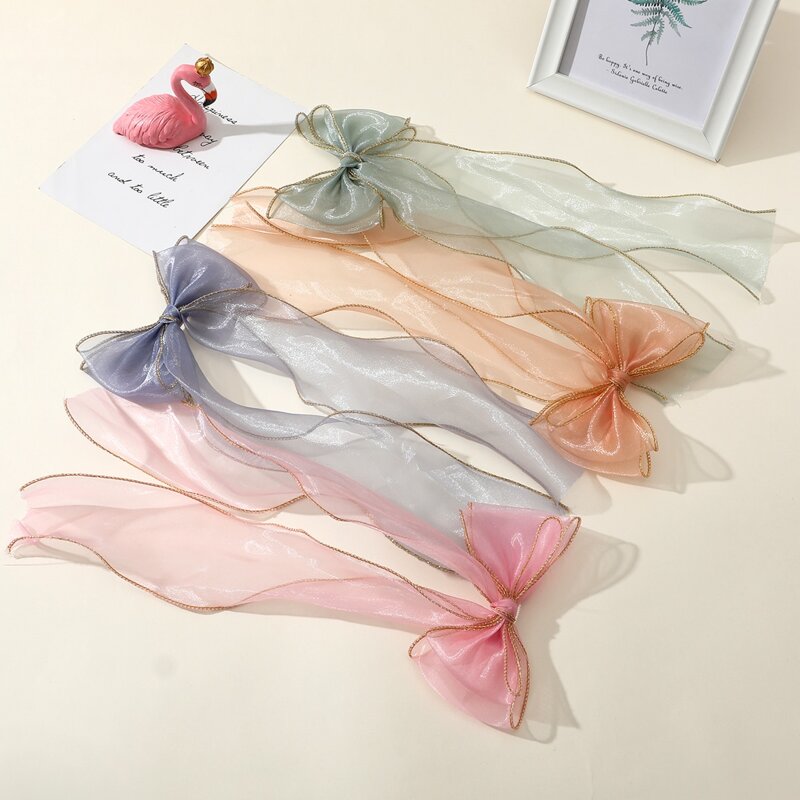 

1pc Random Color Mesh Bow Hair Clip, Multicolor