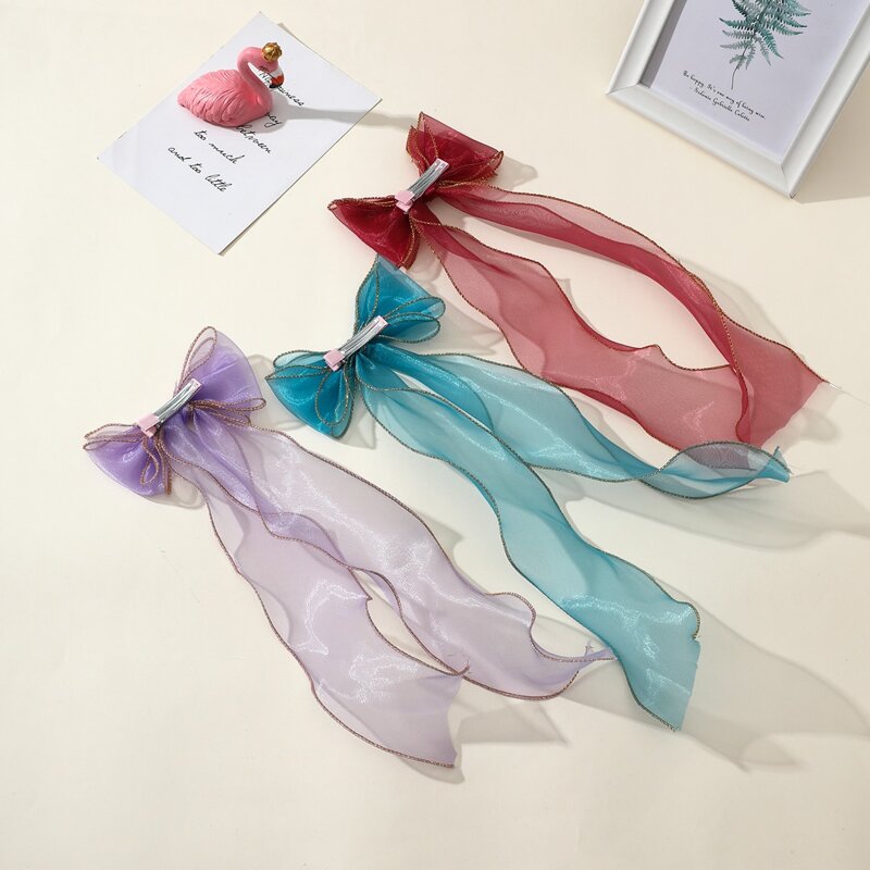 

1pc Random Color Mesh Bow Hair Clip, Multicolor