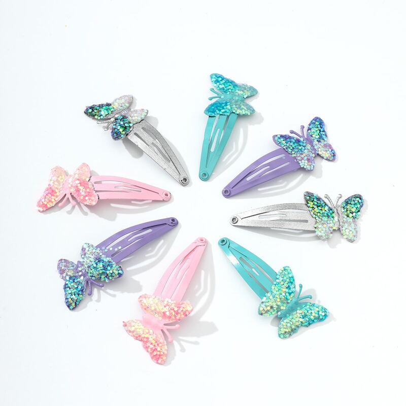 

8pcs Glitter Butterfly Hair Clip, Multicolor