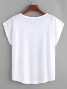 EMERY ROSE Floral Print Cap Sleeve Tee - White - View 2