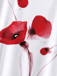 EMERY ROSE Floral Print Cap Sleeve Tee - White - View 3