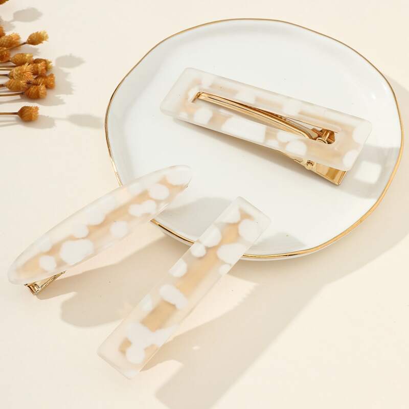 

3pcs Clear Hair Clip, White