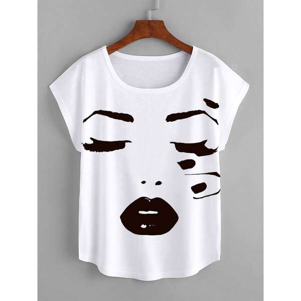 

Figure Graphic Cap Sleeve Tee, White