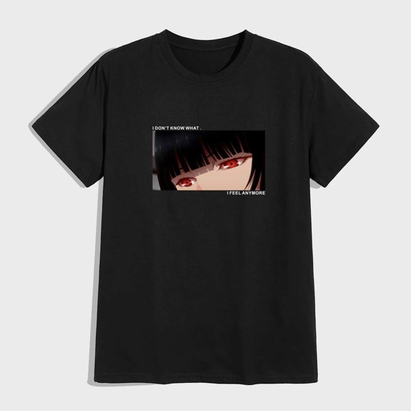 

Men Figure & Slogan Graphic Tee, Black