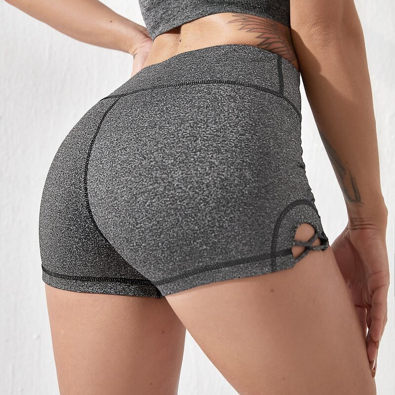 

Cut Out Wide Waistband Sports Shorts, Dark grey