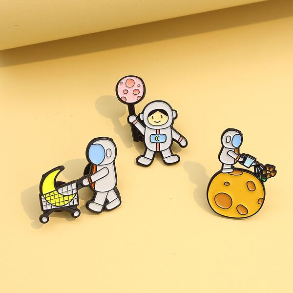 

3pcs Astronaut Design Brooch, Multicolor