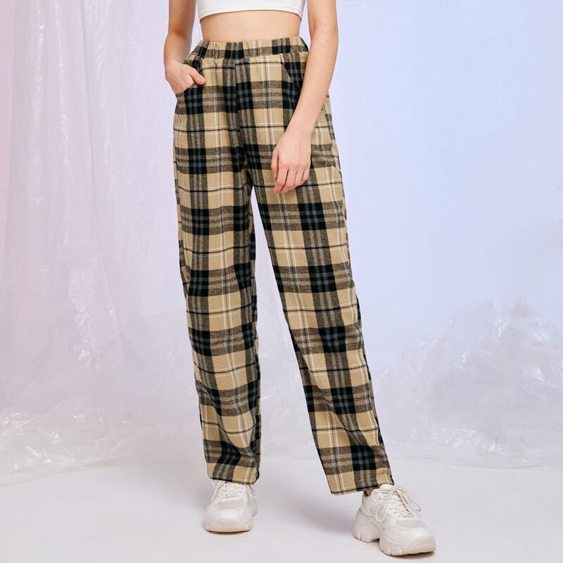 

Straight Leg Plaid Pants, Multicolor