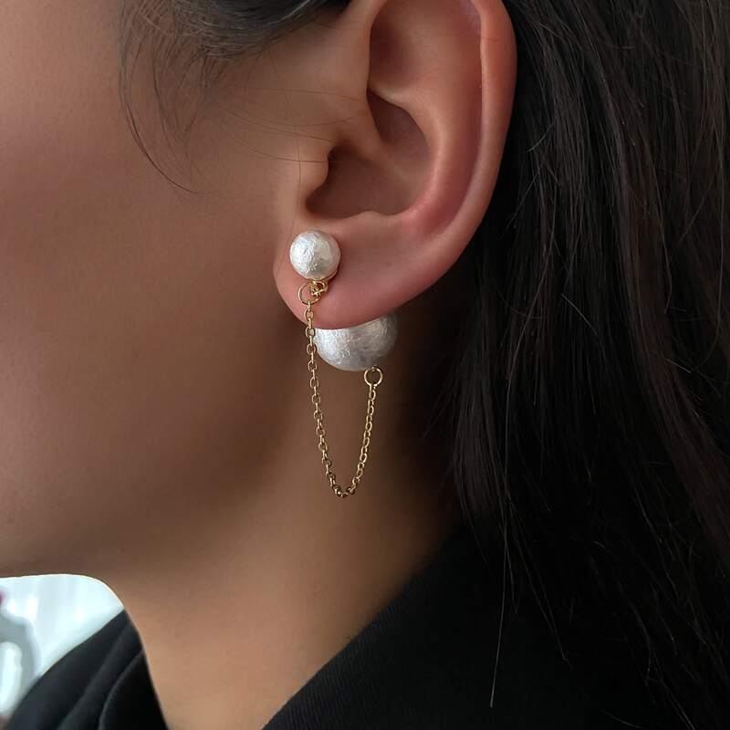 

Faux Pearl Decor Earrings, White