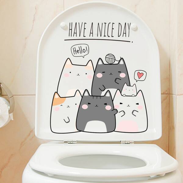 

Cartoon Graphic Toilet Sticker, Multicolor
