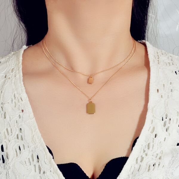 

Geo Charm Layered Necklace, Gold