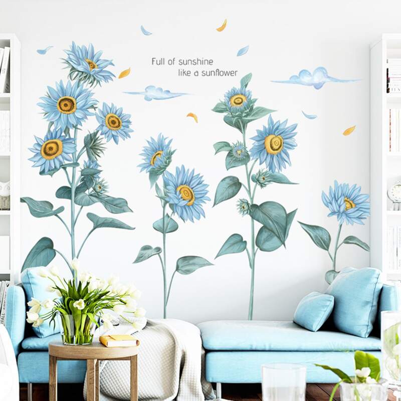 

2sheets Sunflower Print Wall Sticker, Multicolor