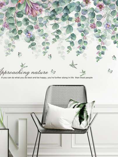 2 Blätter Wandaufkleber mit Pflanzen Muster