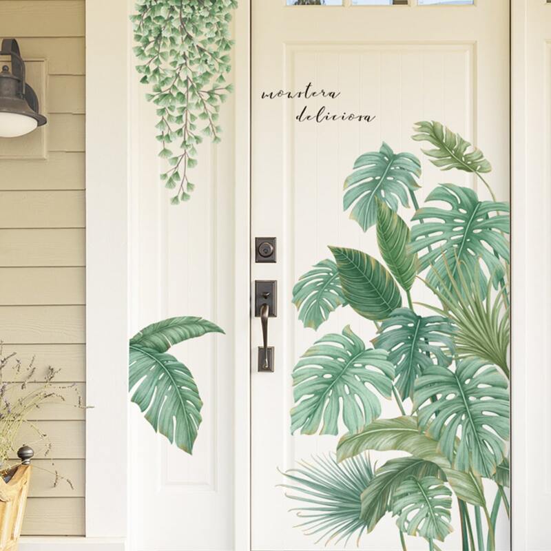 

2sheets Plants Pattern Wall Sticker, Green