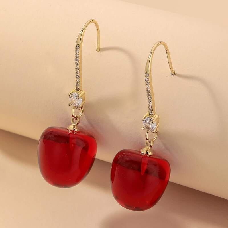 

Cherry Drop Earrings, Red
