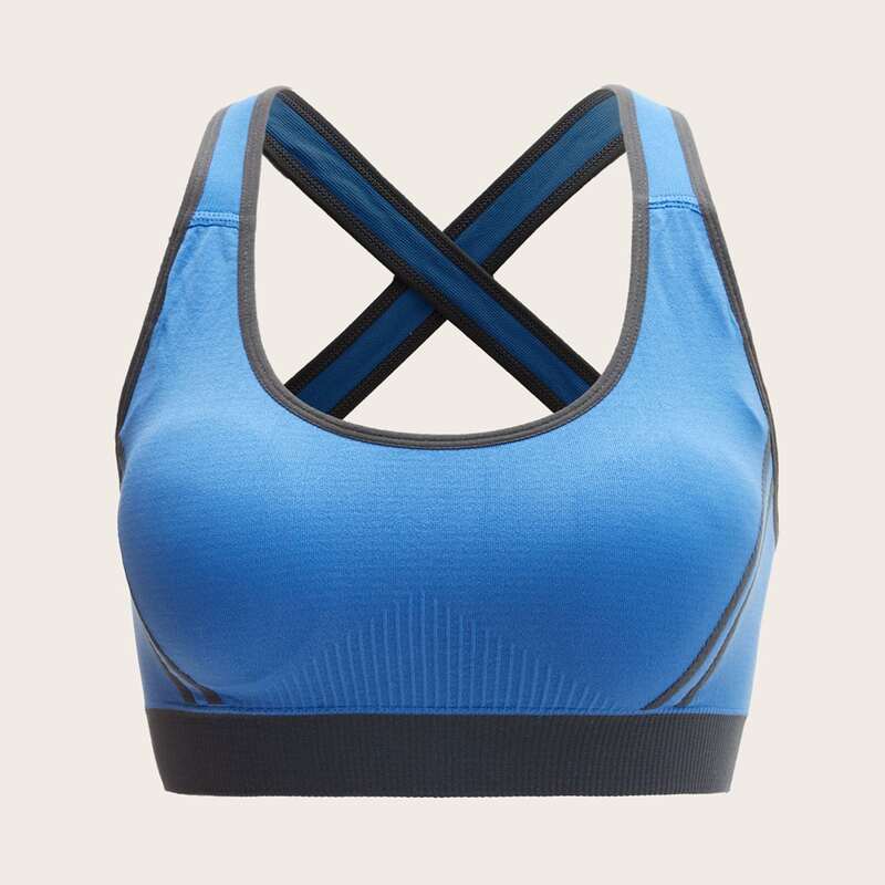 

High Support Criss Cross Sports Bra, Blue