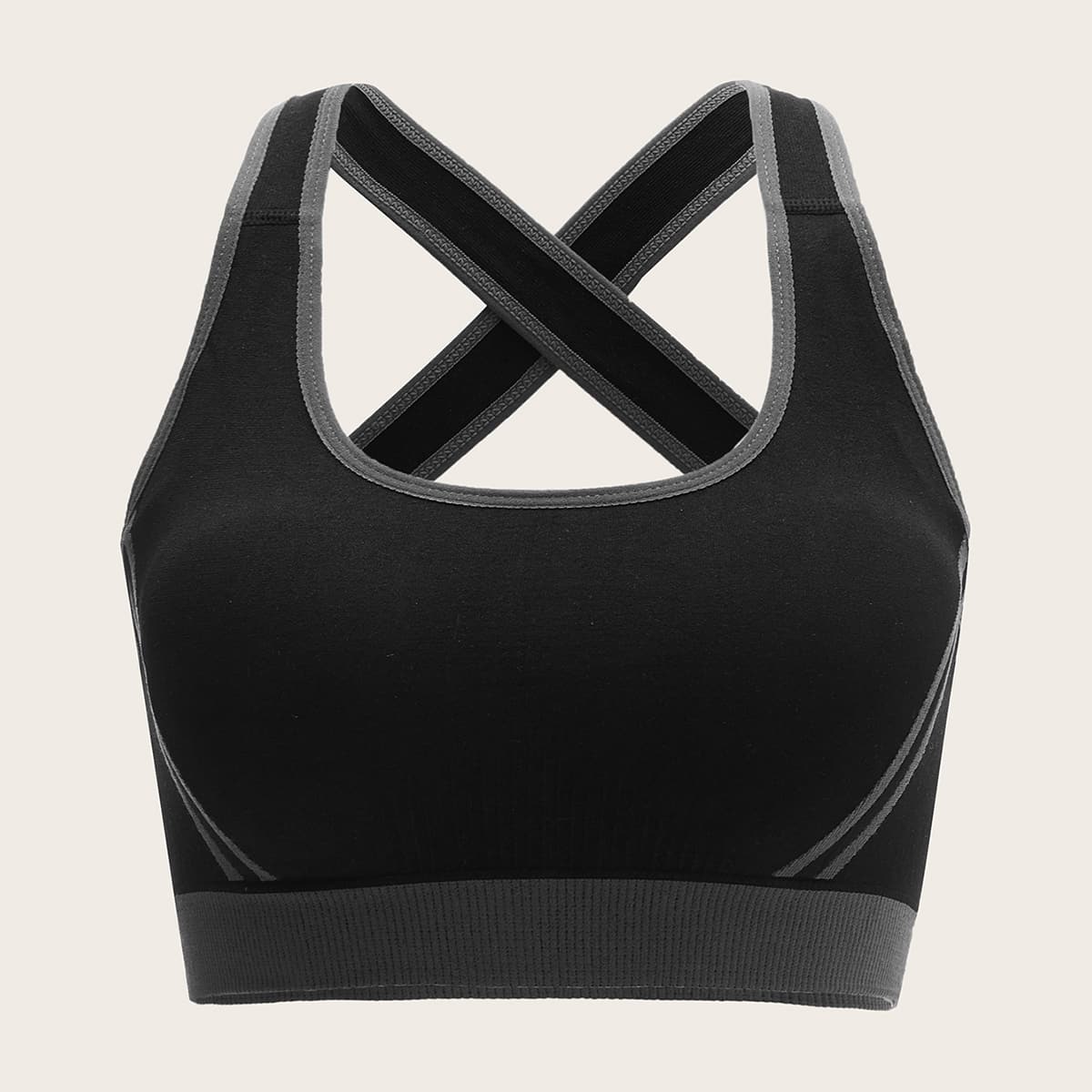 

High Support Criss Cross Sports Bra, Black