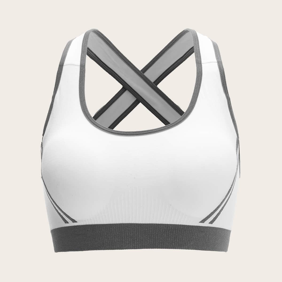 

High Support Criss Cross Sports Bra, White