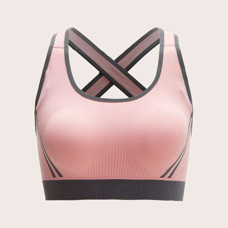 

High Support Criss Cross Sports Bra, Baby pink