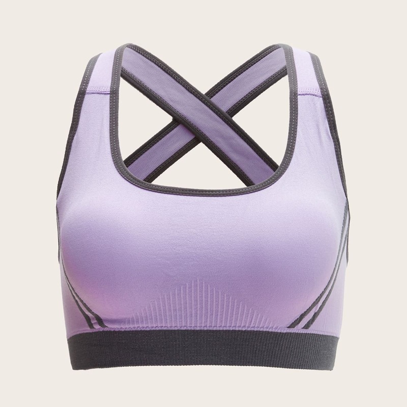 

High Support Criss Cross Sports Bra, Lilac purple