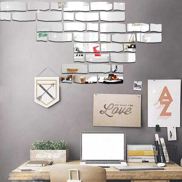 

24pcs DIY Mirror Surface Wall Sticker, Silver