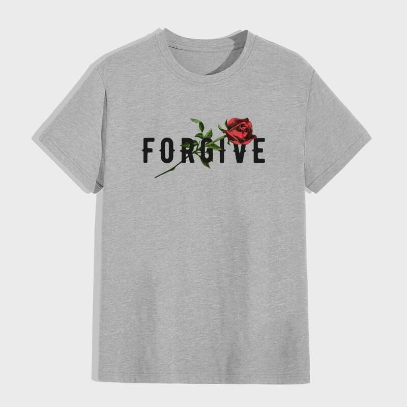 

Guys Letter Rose Graphic Tee, Grey