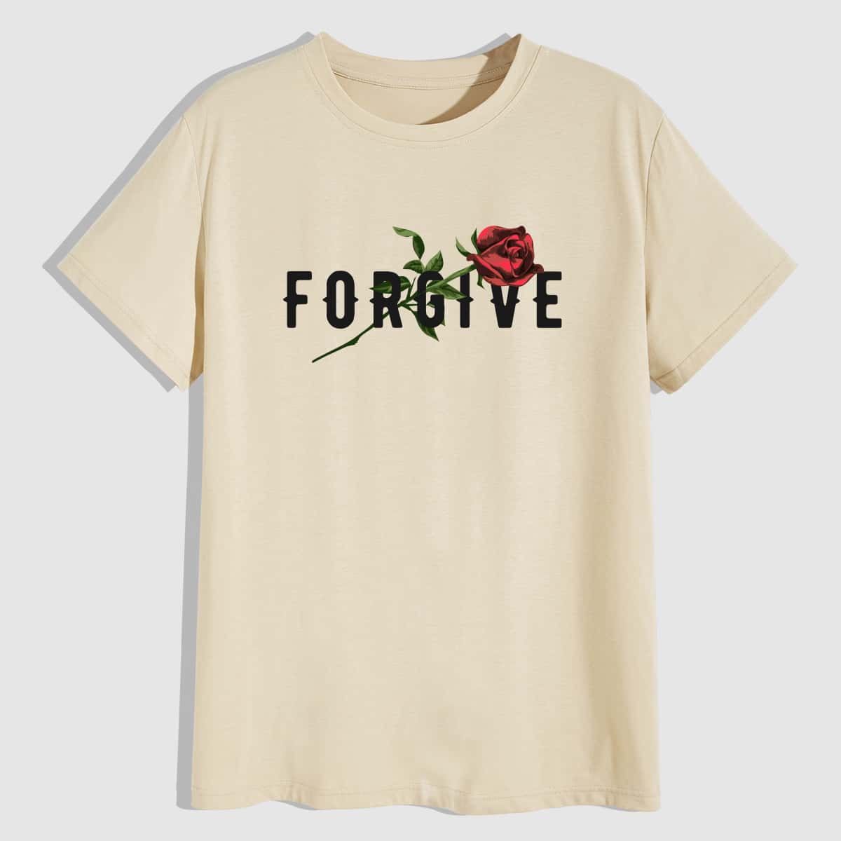 

Guys Letter Rose Graphic Tee, Beige