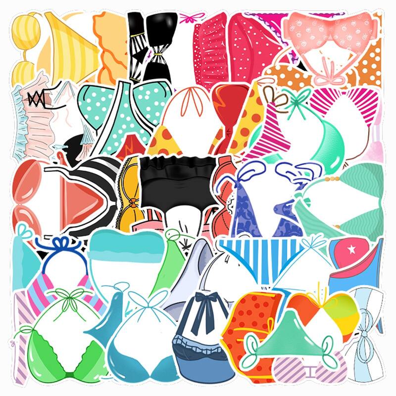 

53pcs Swimsuit Pattern Sticker, Multicolor