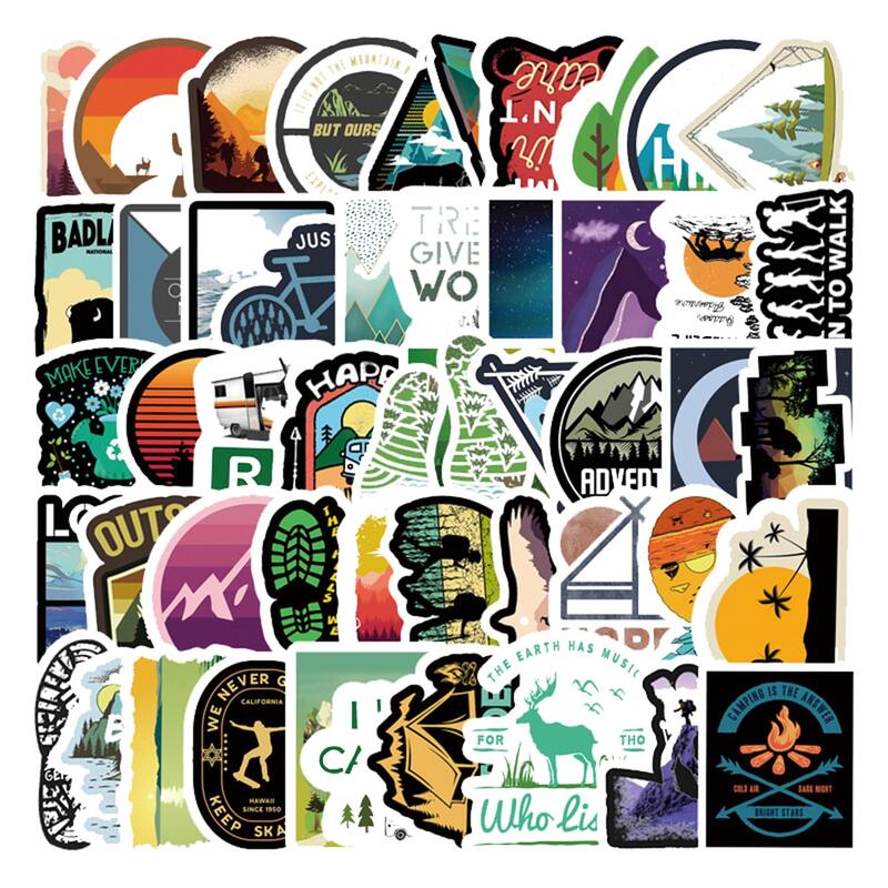 

50pcs Outdoor Scenery Print Sticker, Multicolor