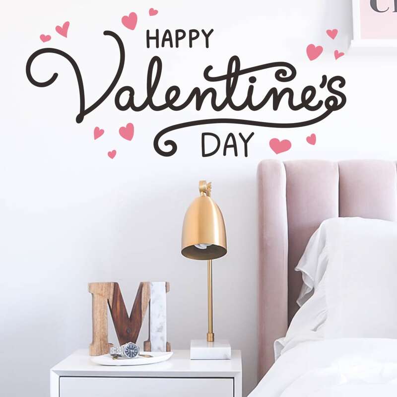 

Valentine's Day Slogan Graphic Wall Sticker, Black