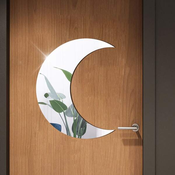 

Moon Shaped Mirror Surface Wall Sticker, Silver