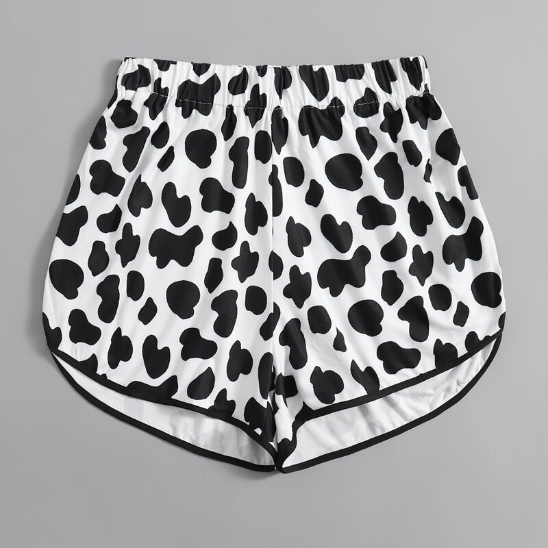 

Cow Print Dolphin Shorts, Black and white