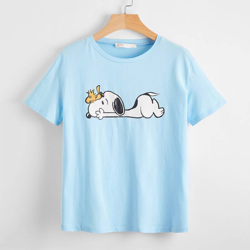 

Cartoon Graphic Tee, Baby blue