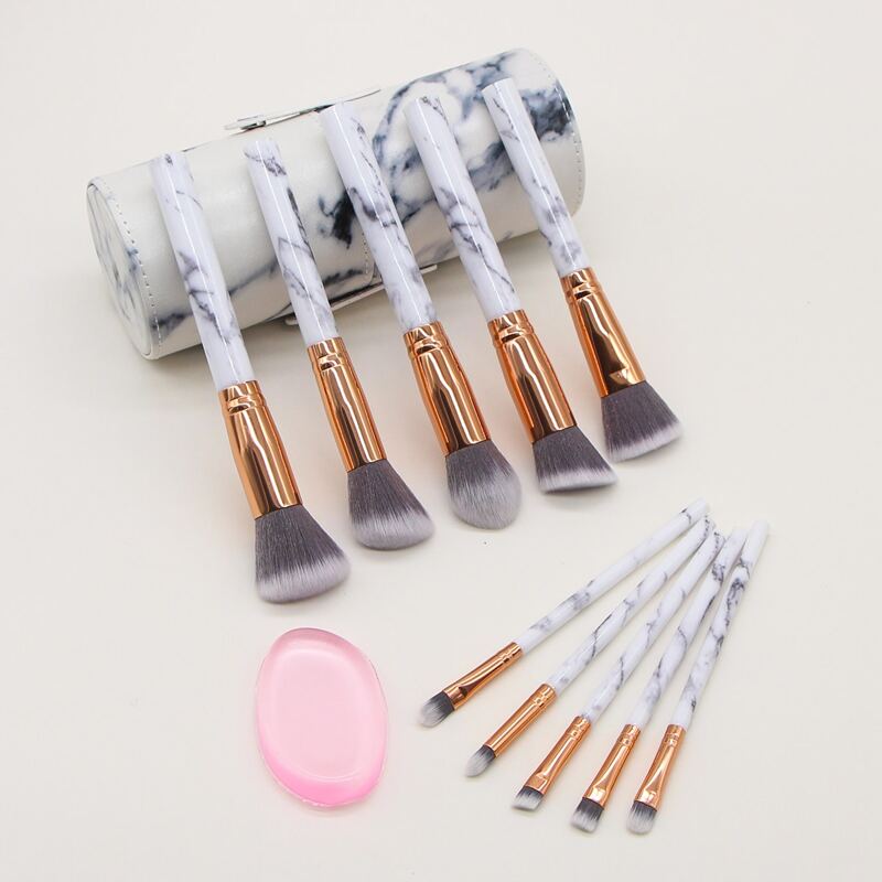 

10pcs Makeup Brush & 1pc Makeup Puff & 1pc Storage Box, Multicolor