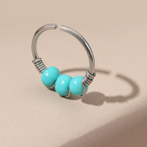 

Bead Decor Nose Ring, Blue