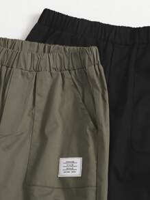 SHEIN Boys 2 Pack Letter Patched Trousers - Multicolor - View 4