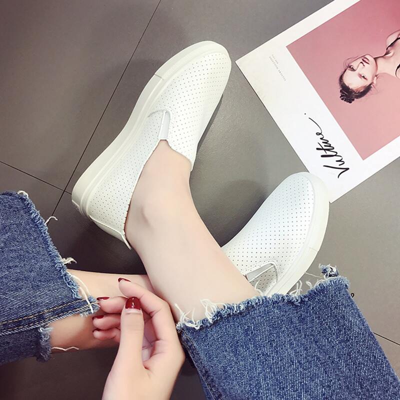 

Hollow Out Slip On Sneakers, White