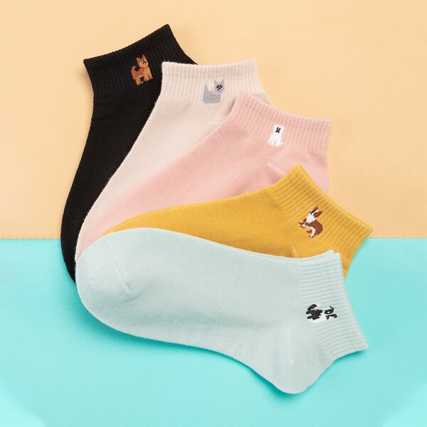 

5pairs Cartoon Graphic Ankle Socks, Multicolor