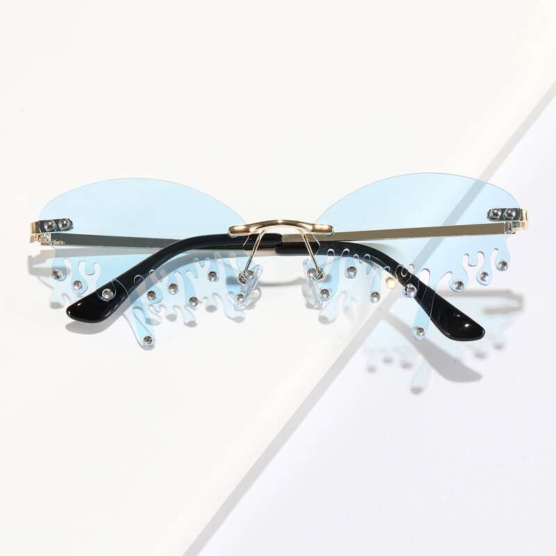 

Rhinestone Water Drop Rimless Sunglasses