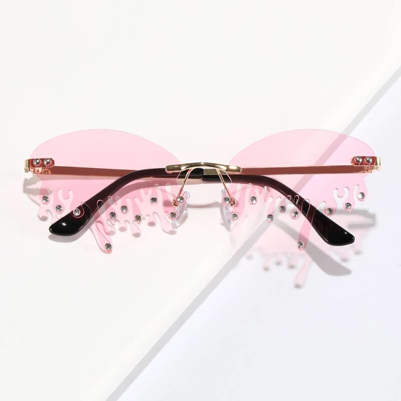 

Rhinestone Water Drop Rimless Sunglasses