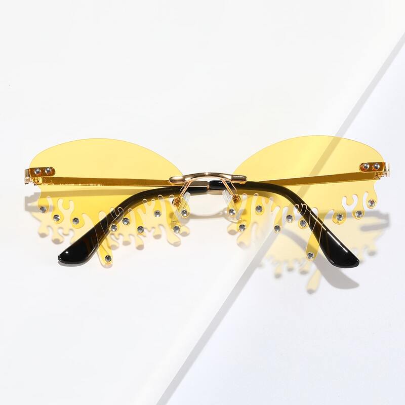 

Rhinestone Water Drop Rimless Sunglasses