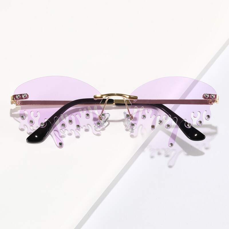 

Rhinestone Water Drop Rimless Sunglasses