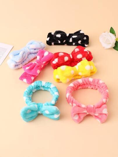 1pc Polka Dot Bow Bath Headband