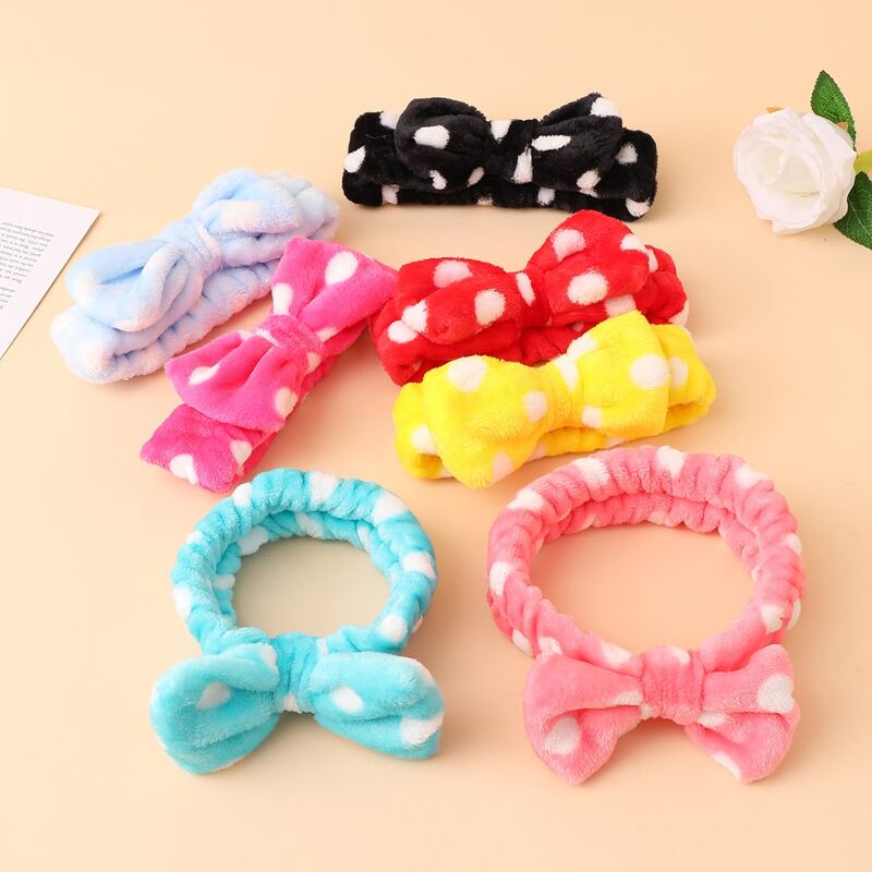 

1pc Polka Dot Bow Bath Headband, Multicolor
