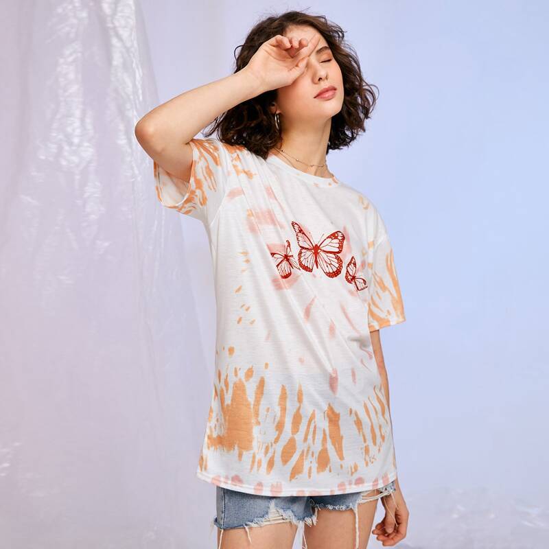 

Butterfly Graphic Tie Dye Tee, Multicolor