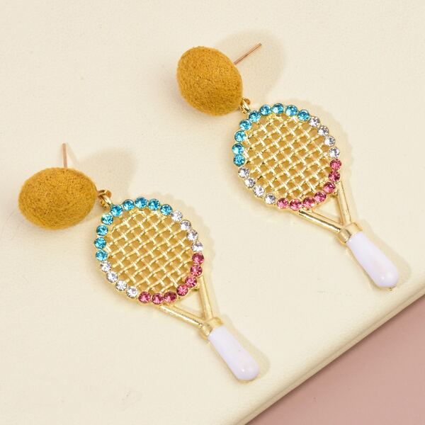 

Badminton Racket Design Drop Earrings, Yellow