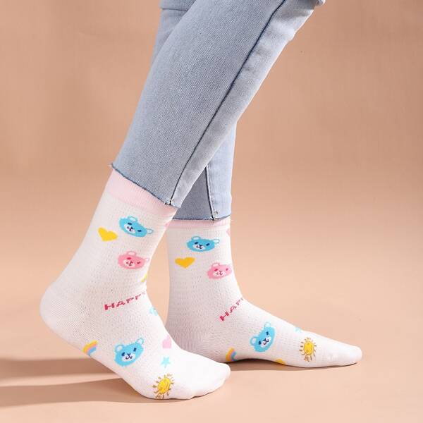 

Cartoon Graphic Crew Socks, Multicolor